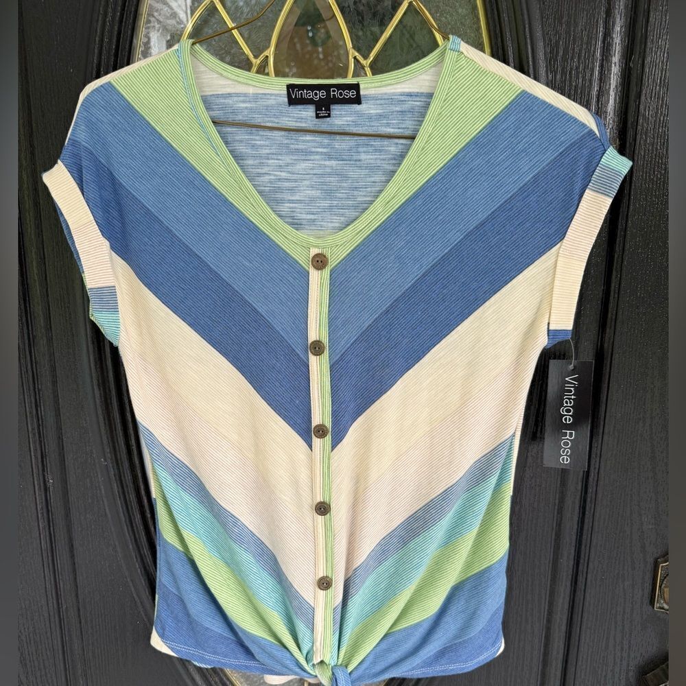 Women's Vintage Rose Multicolor Striped Top NWT. Size S.